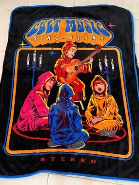 Silt Music Sing-Along Plush Throw Blanket - Black with Multi-Color Graphic